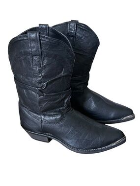 Dingo Black Leather Ruched Western Cowgirl Boots Size 6.5 Booties